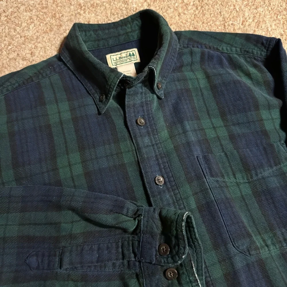 LL Bean flannel button down shirt medium - Picture 2 of 9